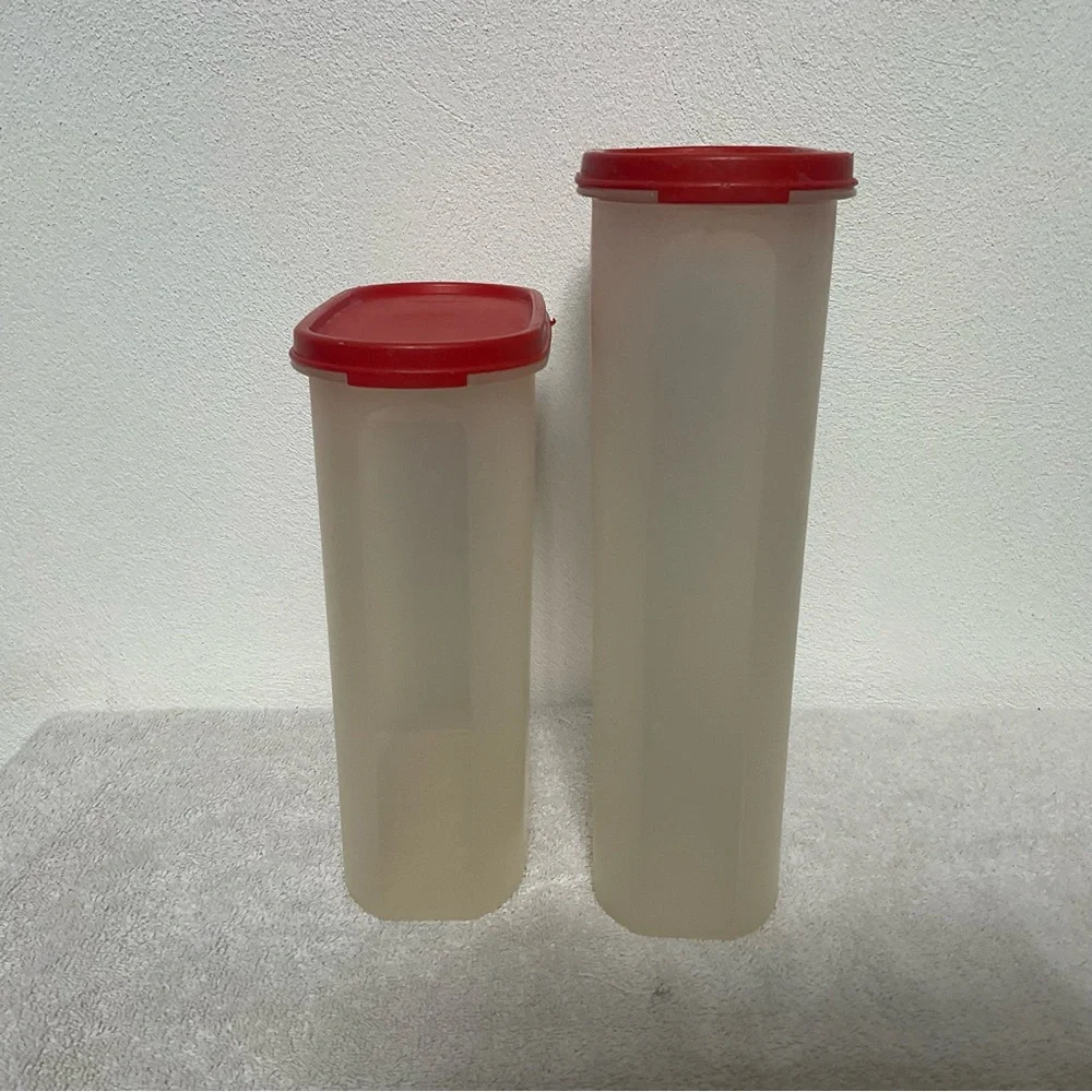 Set of 2 Tupperware Modular mates pantry storage food red lid kitchen organizer